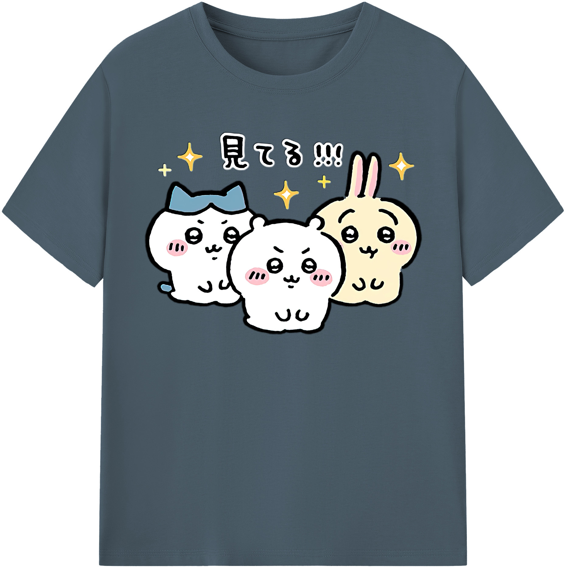 （画像用） ちいかわ ハチワレ Chii-kawa hachiware 綿100％半袖Tシャツ（フロントプリント）